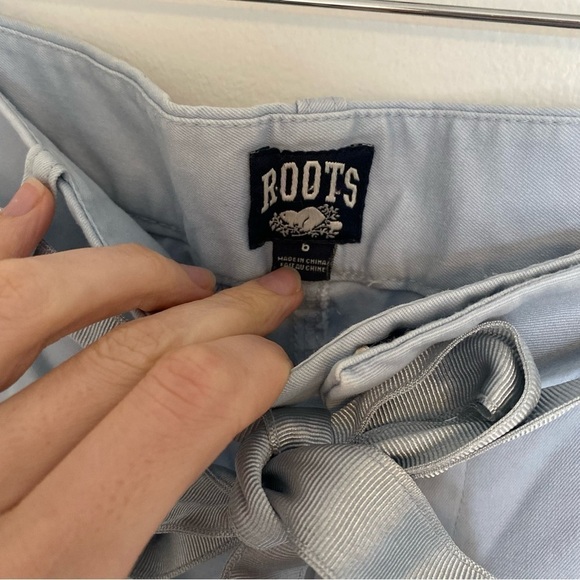 AUTHENTIC Roots Baby Blue Tie Waist Capri Pants Sz 6 - Picture 4 of 7